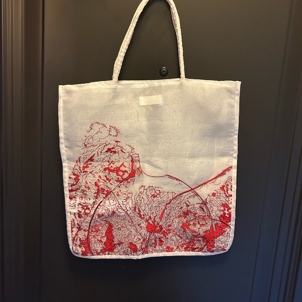 Zara Red and White Artistic Tote